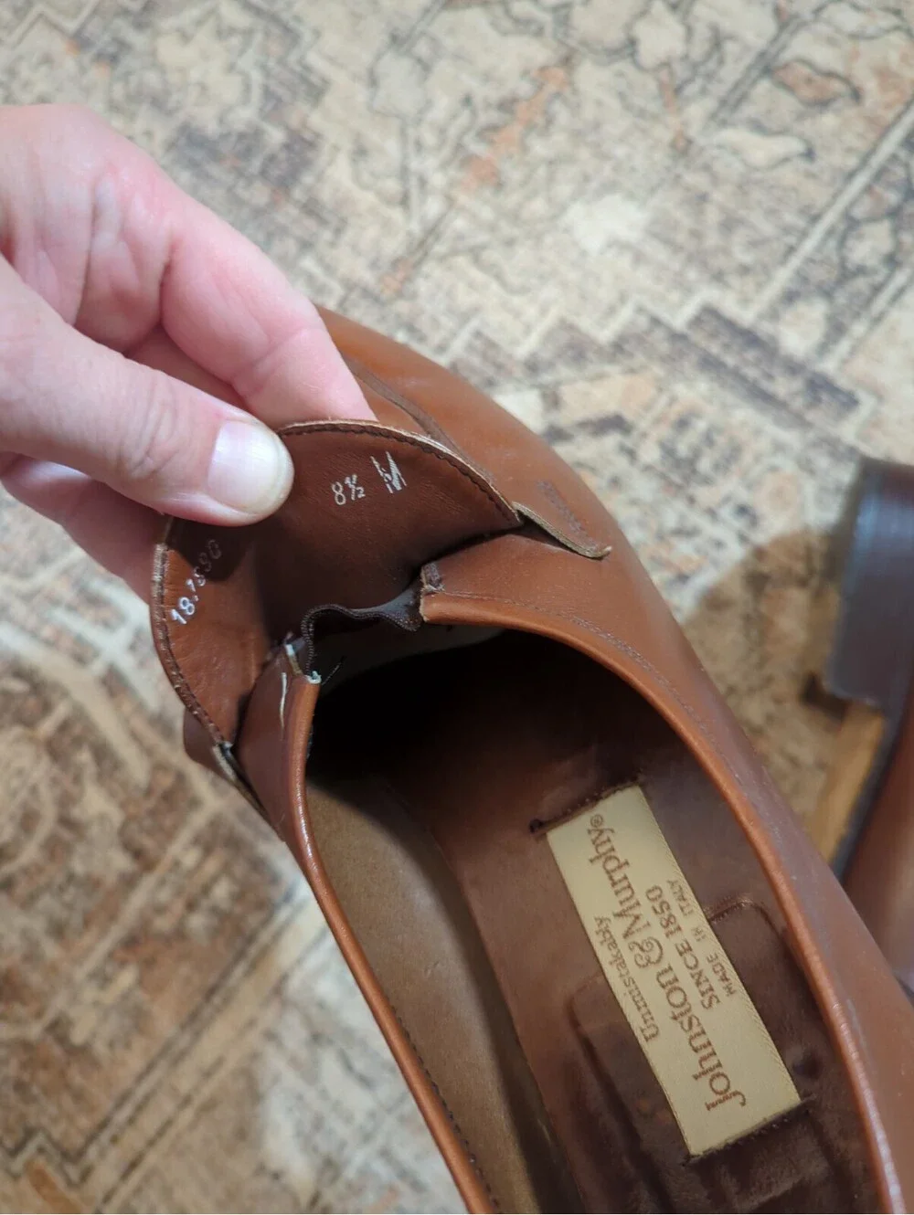 VINTAGE Johnston & Murphy Bit Loafer Size 8.5 Brown Leather Made in Italy